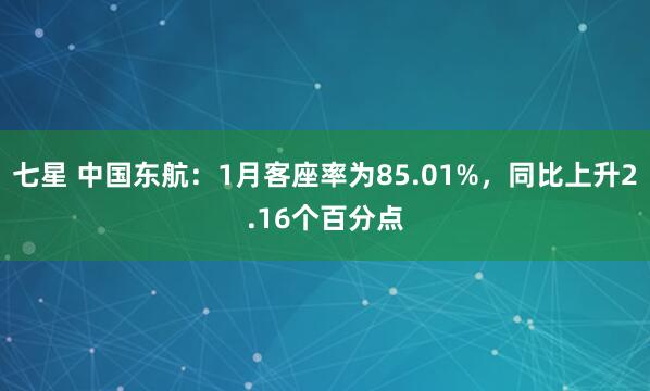 七星 中国东航：1月客座率为85.01%，同比上升2.16个百分点